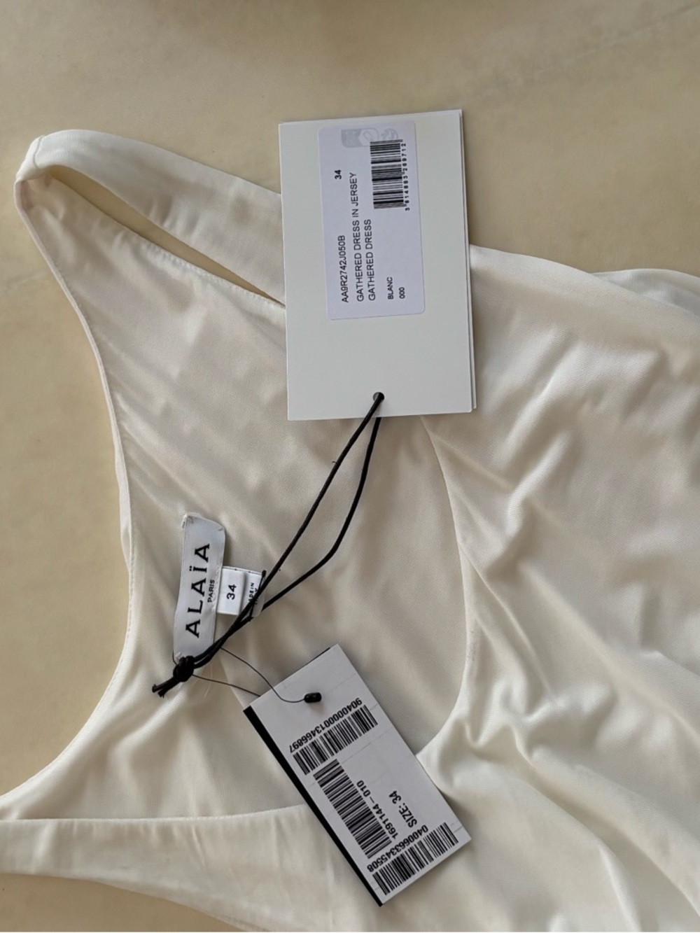 Alaïa Cream Scoop Neck Jersey Dress - Picture 4 of 6